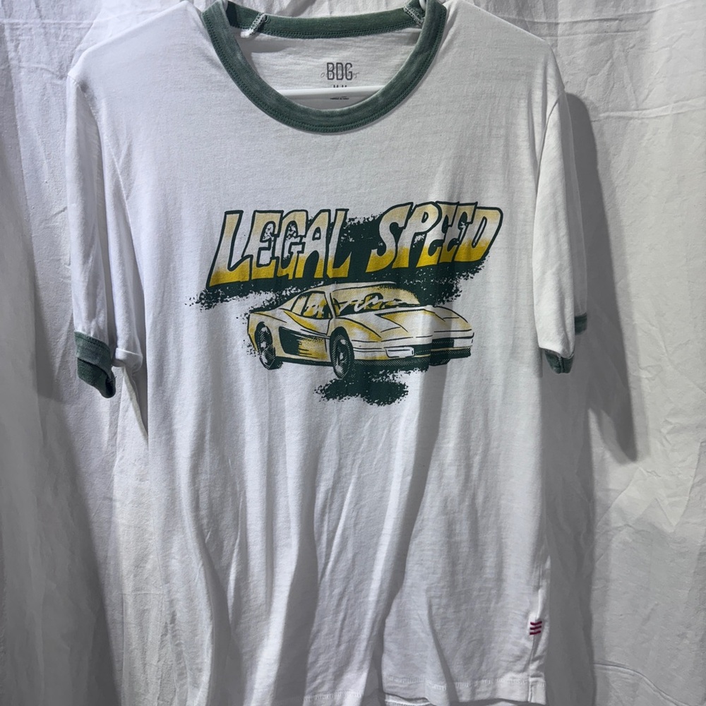 White and Green Graphic T-Shirt
